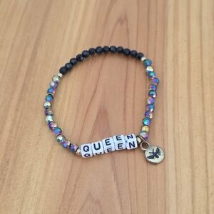 "QUEEN" Multi-Color Beaded Bracelet with Charm